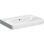 Lavabo serie Geberit Smyle Square: 75x48cm, Toma de grifo=Sin, Rebosadero=Visible, Blanco